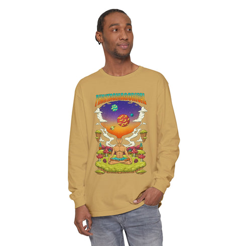Namaste (Front design) - Unisex Garment-dyed Long Sleeve T-Shirt